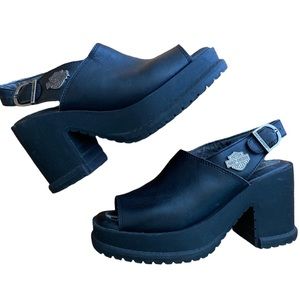 Vintage Harley Davidson Slingback Leather Heels